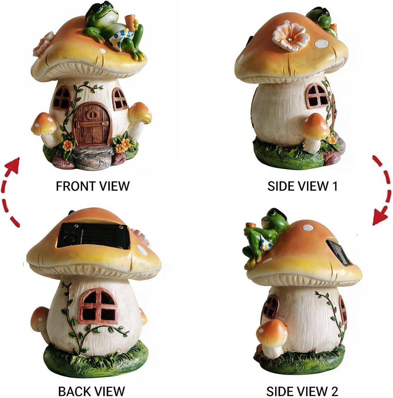 Mushroom Fairy House Figurine Solar Light, Outdoor Garden Decor image 4