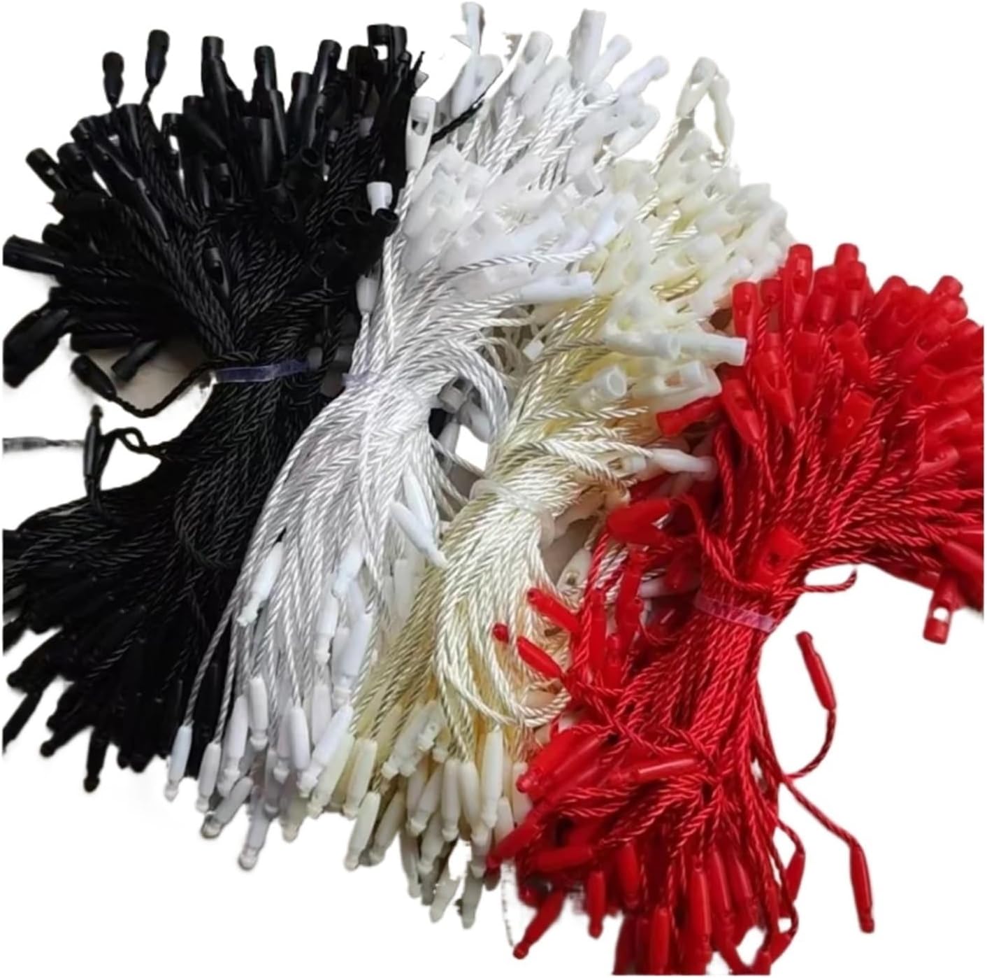 4000pcs Snap Lock Pin Loop Tie Fasteners 10CM Red Polyester Tag Strings Black Cords Cream-White Garment Tags Ropes(Red)