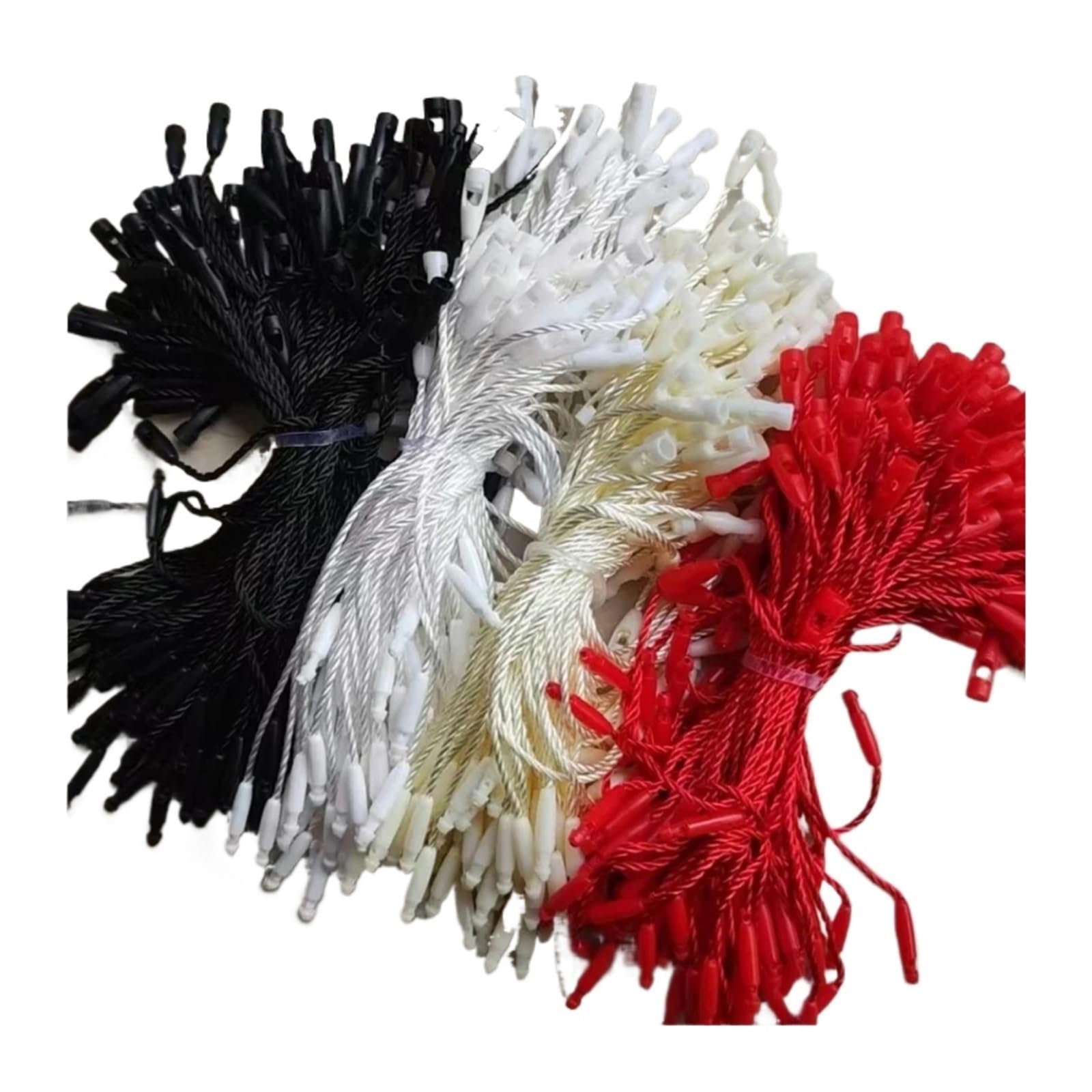 4000 cuerdas para colgar etiquetas con cierre a presión, 10 cm, cuerdas de poliéster rojo, cordones negros, color crema y blanco (rojo)