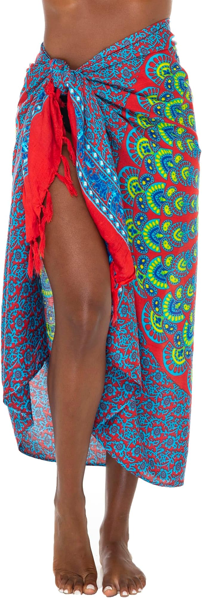 Beach Sarong - for Women - Bikini/Swimsuit Wrap & Clip - Mandala Peacock