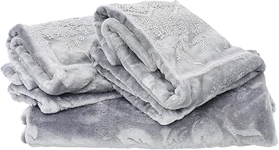 مفرش سيمبل قطيفة جوبير، 1 مفرش مقاس 190235 + 2 خدادية مقاس 5570 + 1 مخدة مقاس 50*160، "رصاصي" - 17173