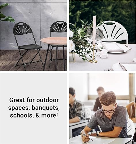 Miniatura 5 de TentandTable Ventilador Back - Sillas plegables apilables resistentes, color blanco, capacidad de 300 libras, para eventos, banquetes, fiestas y