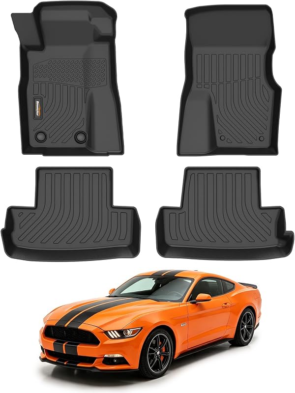 Tapetes automotivos de TPE sob medida para Ford Mustang Coupe e Convertible 2011 a 2014, pretos, 4 peças