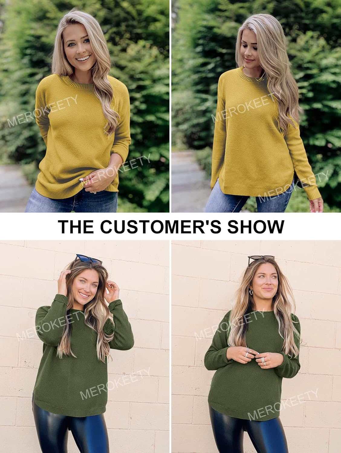 MEROKEETY Women's Casual Long Sleeve Sweaters 2025 Loose Crew Neck Fall Winter Knit Pullover Sweater Tops