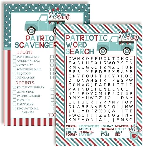 Miniatura 9 de Amanda Creation - Tarjetas de juego patrióticas de búsqueda de palabras y búsqueda del tesoro, diez tarjetas de juego de 5 x 7 pulgadas