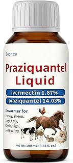 Praziquantel for Horse, Dewormer for Horse, Dogs, Cats, Poultry & More, 14.03% Praziquantel for All Worms, Tapeworms, Roundworms & Hookworms, 100 mL