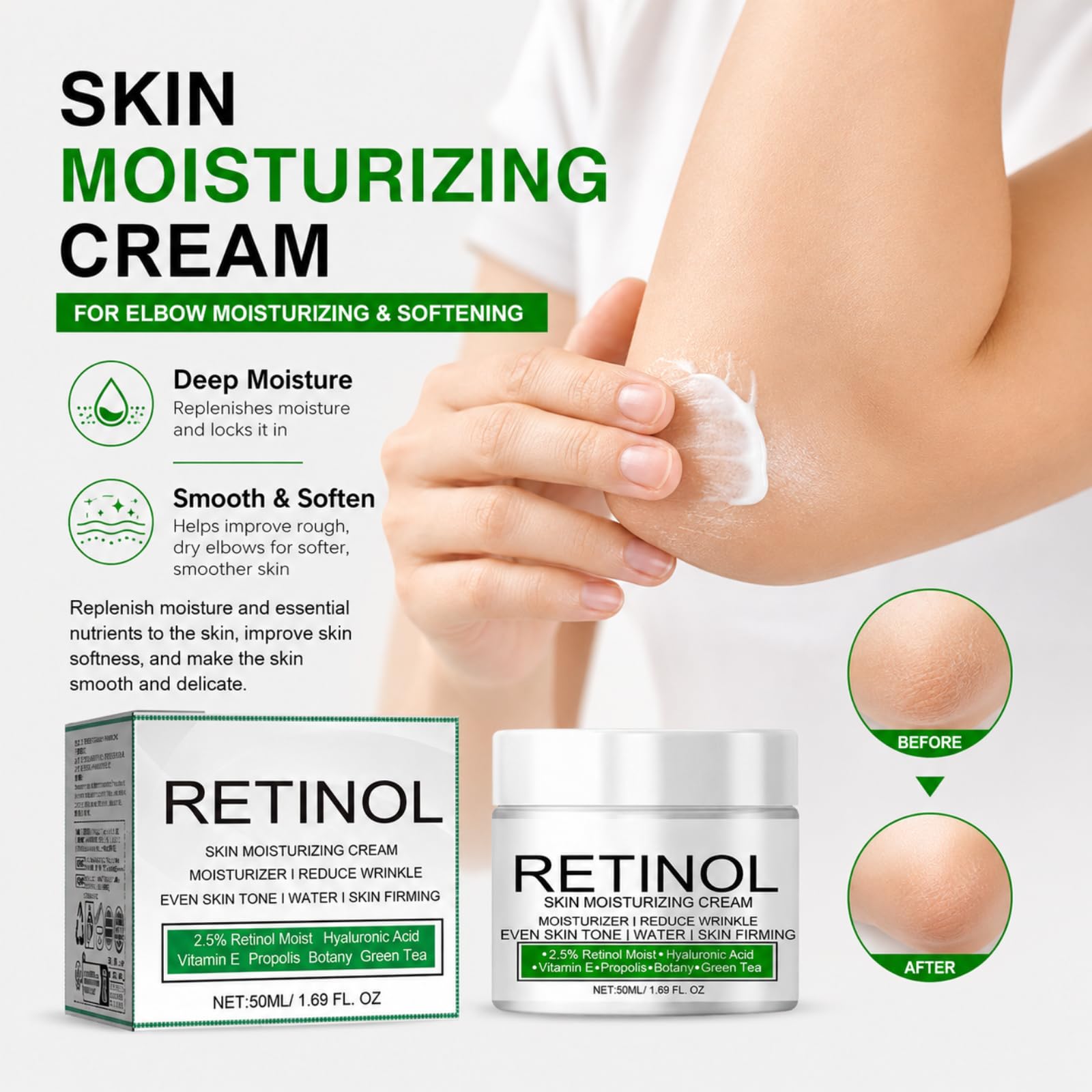 Brightening Retinol Cream Nourishes, Fades Dark Spots for Body Joints | Retinol Multi-Purpose Moisturizer for Body Dark Spots, Nourishes Repairs & Brightens Knees, Armpits and Intimate Areas