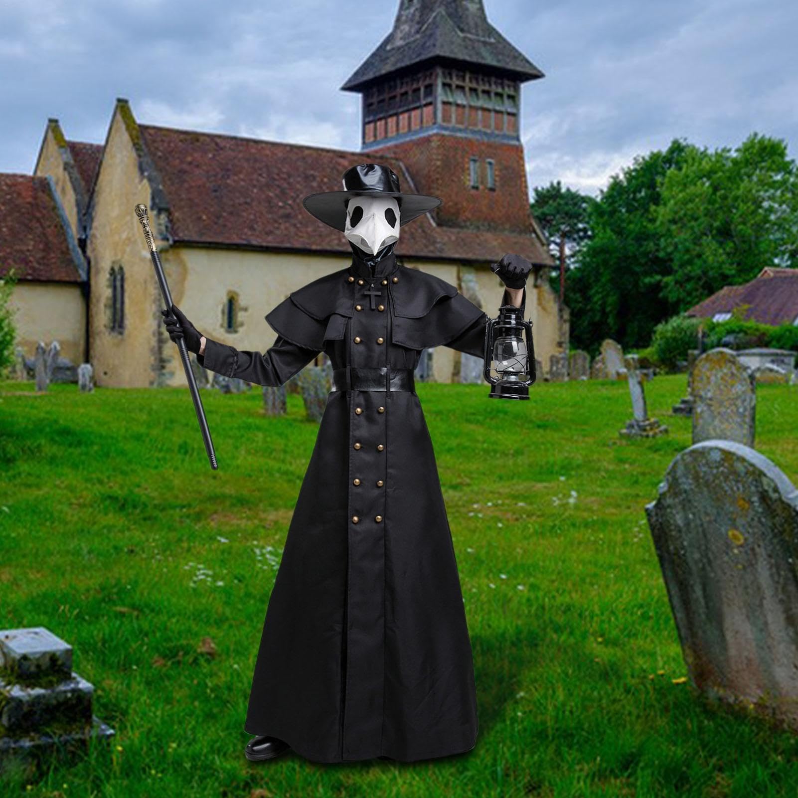Hexenarzt-Kostüm, Cosplay, Doktor, schwarz, Punk-Stil, Mittelalter
