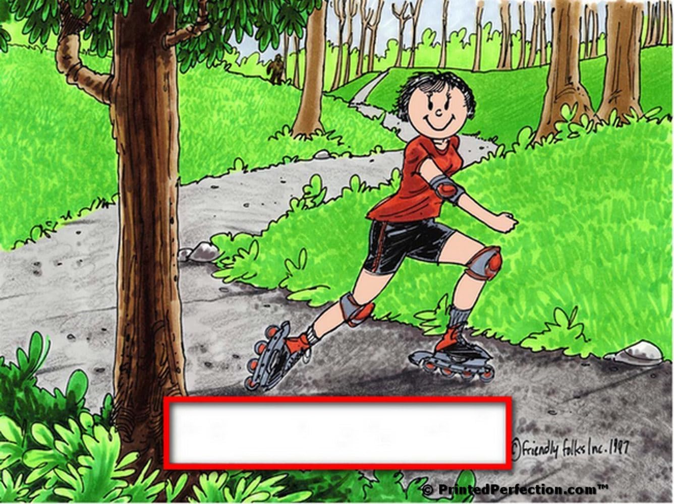 Personalized Rollerblading - Female Drink Set of 4 Coasters - Great Gift!