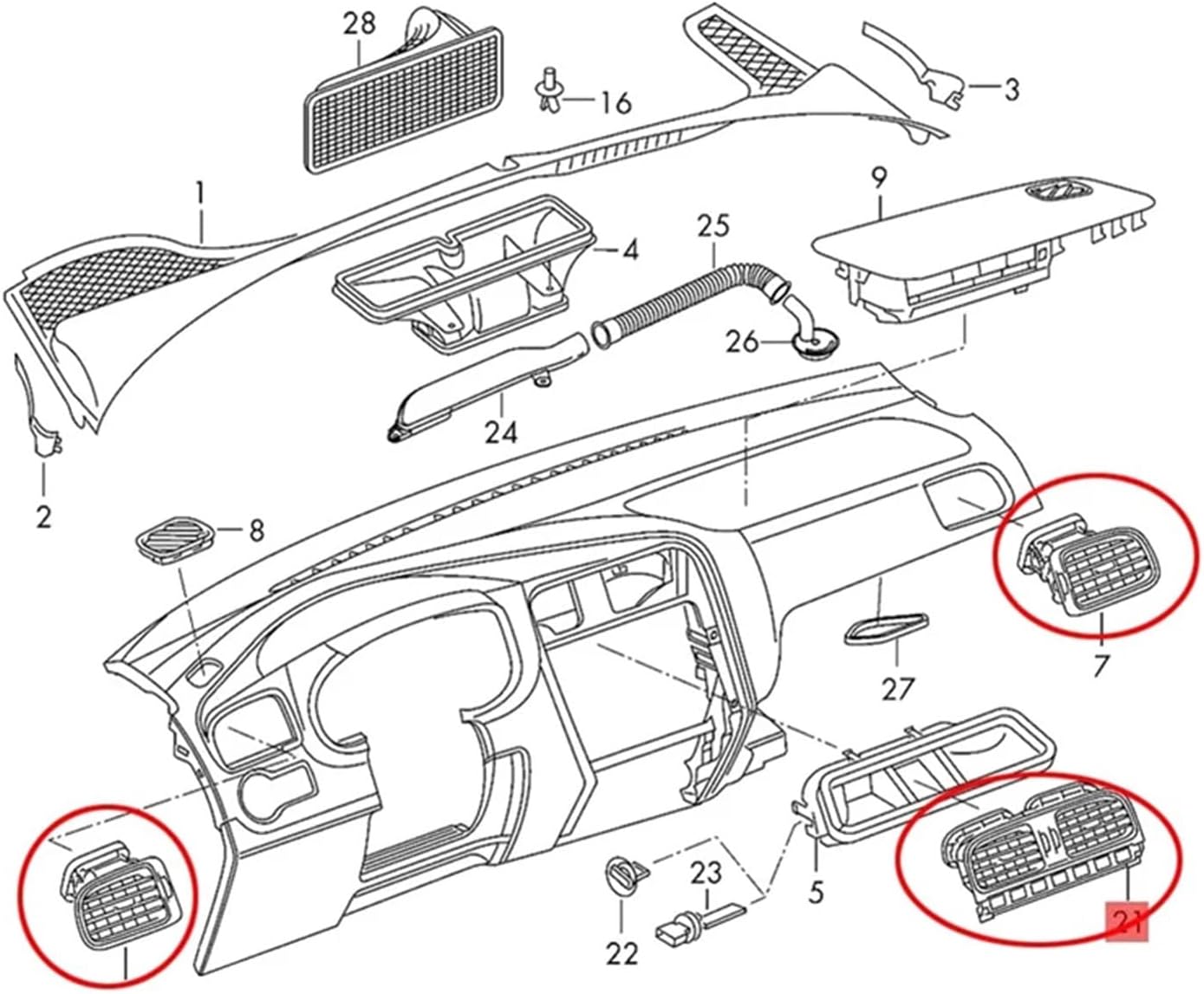 AEA6-A/C Air Outlet Vent Grill Cover Compatible with VW Polo 2011-2018 Replacement Car Ac Vent(Left Side)