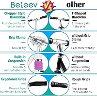 Vista 6 de BELEEV V5 Scooters para niños de 6 años en adelante, scooter plegable de 2 ruedas para adultos y adolescentes, 4 manillares ajustables, ruedas