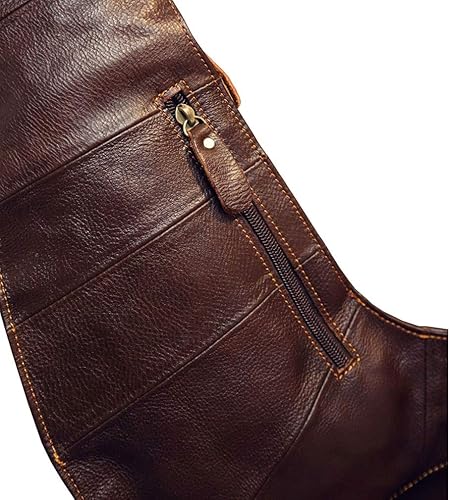 Miniatura 4 de Mochila estilo bandolera de piel para hombres y mujeres, bandolera de hombro, al pecho, mochila de uso diario para viajes, al aire libre,