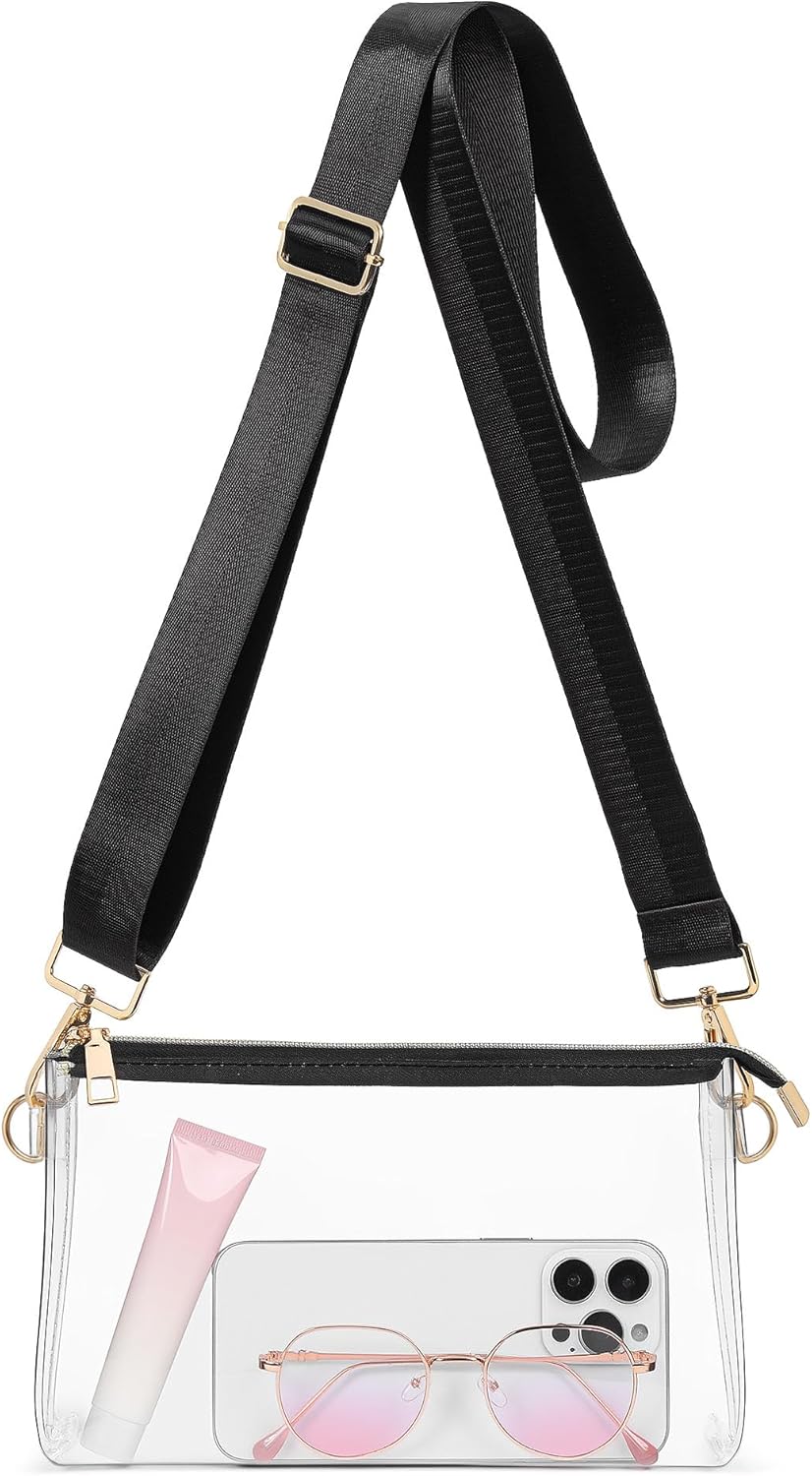 HULISEN Clear Bag for Stadium Events, Clear Purses for Women Stadium Crossbody, Transparent Handbag for Concerts & Sports Fan