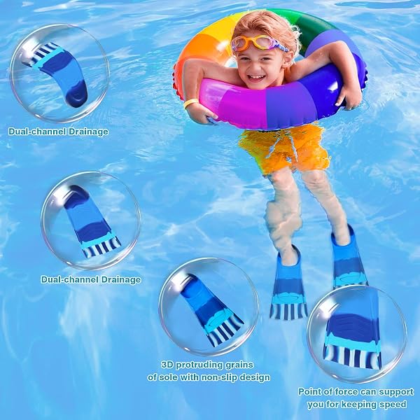 Palmes de natation courtes pour enfants, 100 % silicone, palmes d'entraînement, palmes de natation pour enfants et adultes, entraînement de natation, plongée en eau libre - 4