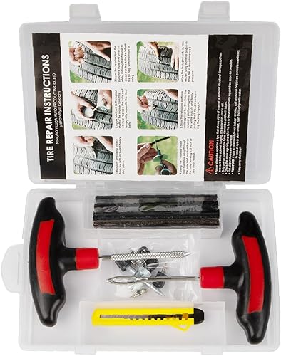 MANUSAGE Kit de reparación de neumáticos de 23 piezas, kit de enchufe de neumáticos resistente, kit de parches de neumáticos para automóvil, camión,