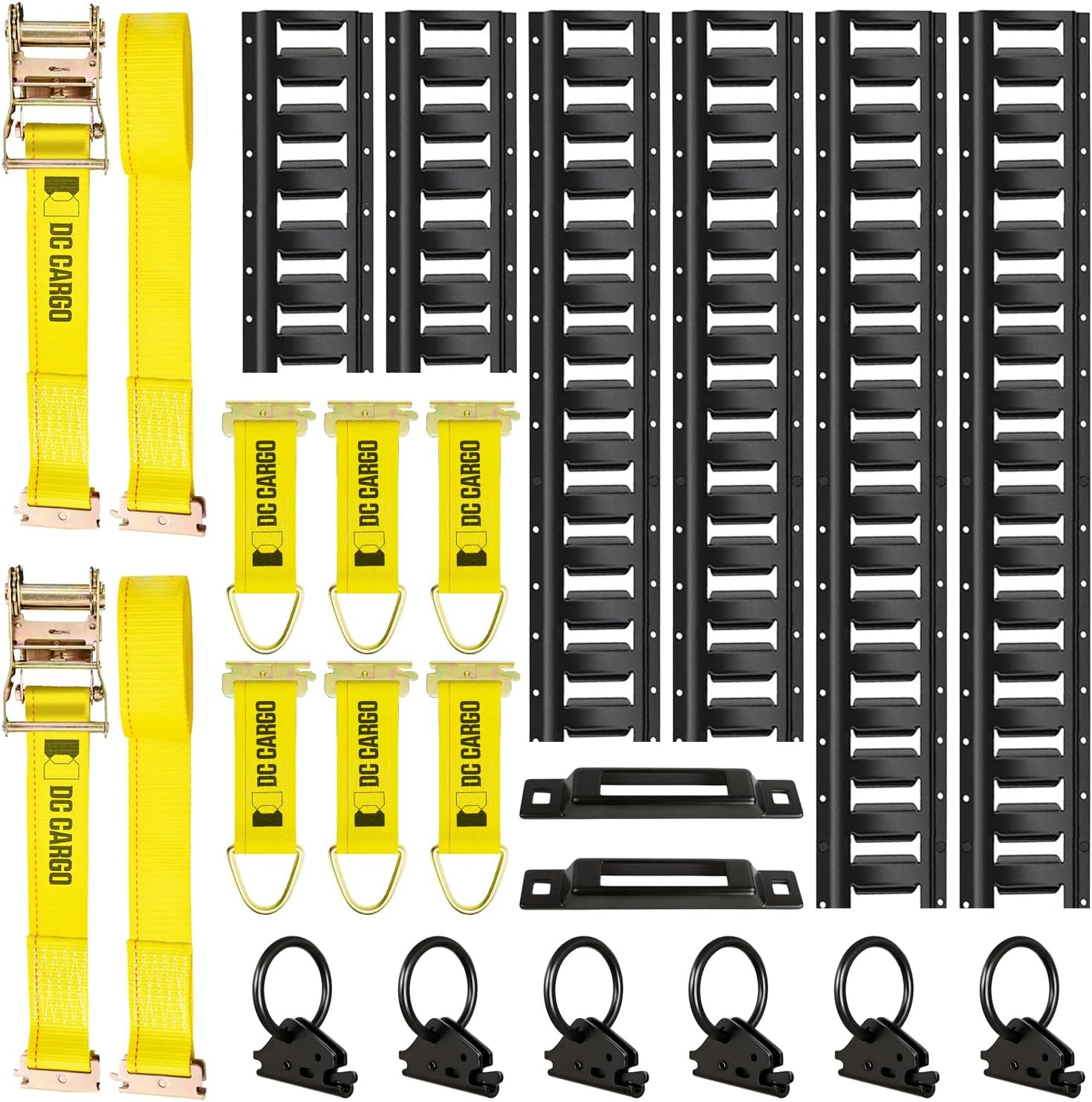 E Track Rail Tie-Down Kit 22-Piece – 6 Rails & Straps