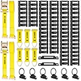 DC Cargo Mall E Track Rail Tie-Down Kit - 22 Piece Set Etrack Kit, 6 Rails, 2 Single Slot Anchors, 6 Rope Tie Offs & 6 O Rings, 2 Ratchet Straps for E Track Accessories System