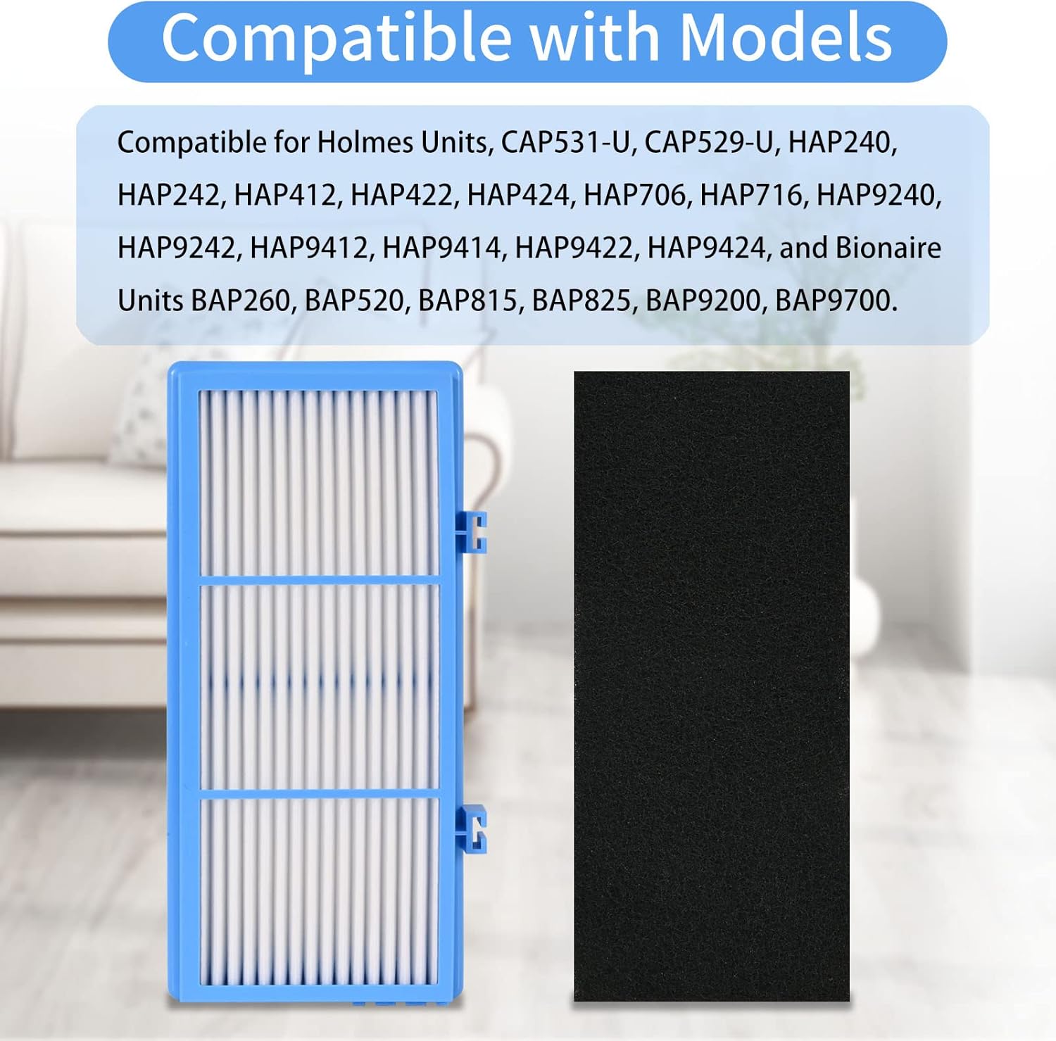 Tivcroxs 8 Pack Replacement Filters Compatible for Holme-s AER1 Air Purifier Total Air Clean 2 HEPA Air Filters 6 Carbon Booster Filters Replacement Filter for HAPF30AT,HAP242 NUC