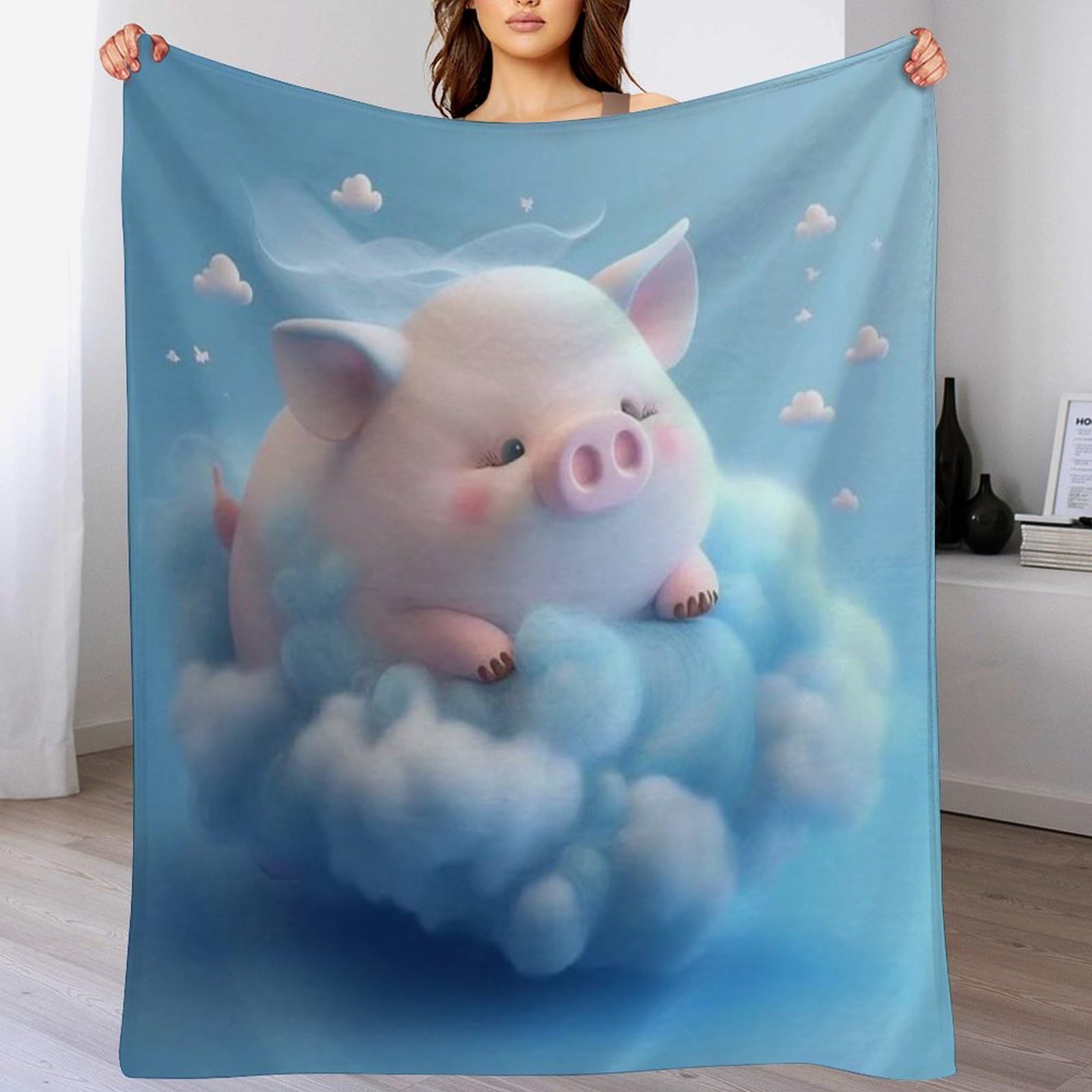 Couverture polaire flannel cochon 130x150 cm pour lit et canapé