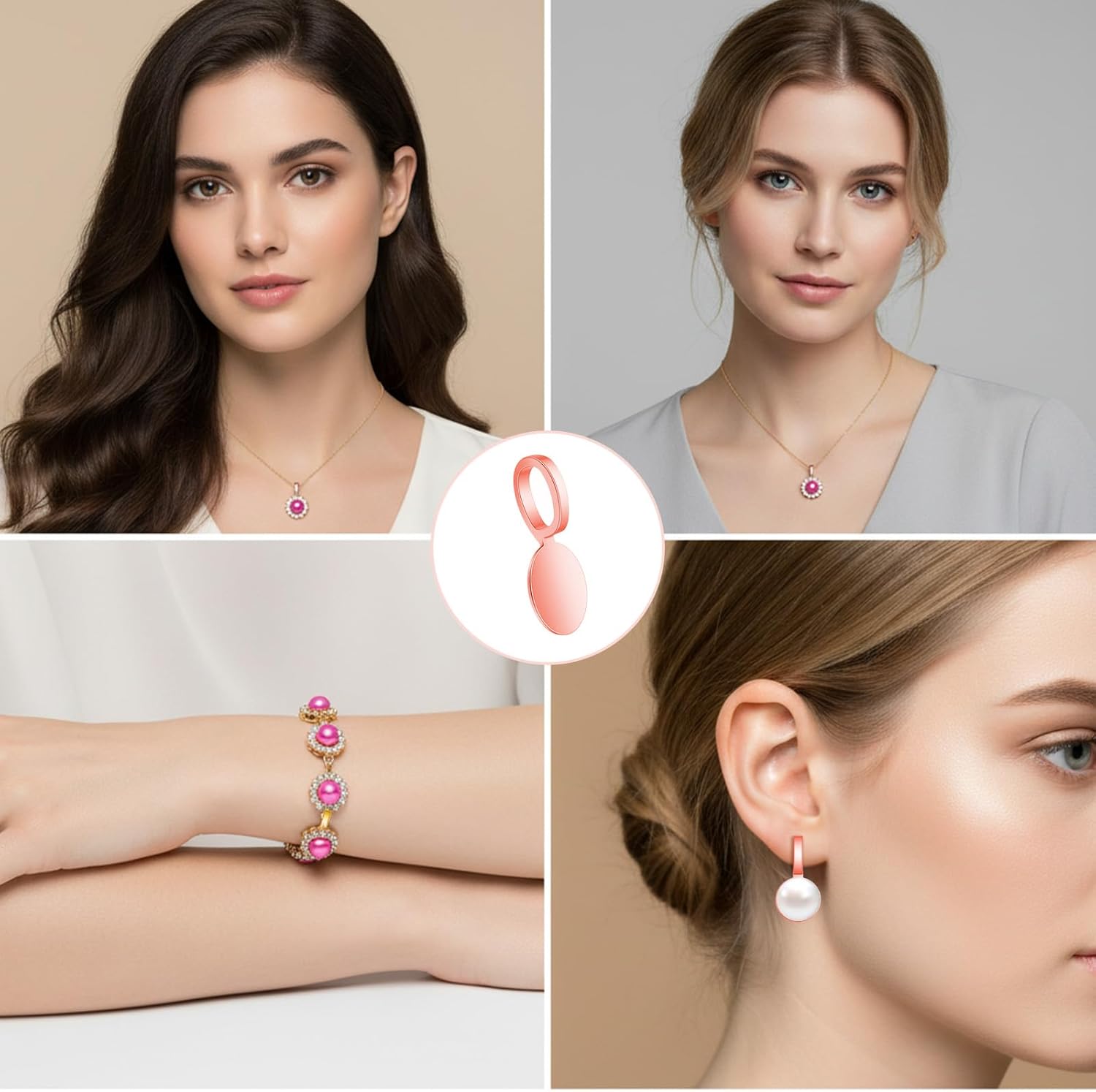 100Pcs Glue on Bails Oval Pendant Bails Charms, Silver Alloy Flat Pad Bails', Round Pendants Connector for Jewelry Making, DIY Craft Pendants, Charms, Connector Hanger, Glue On Pendant Bail - Image 3