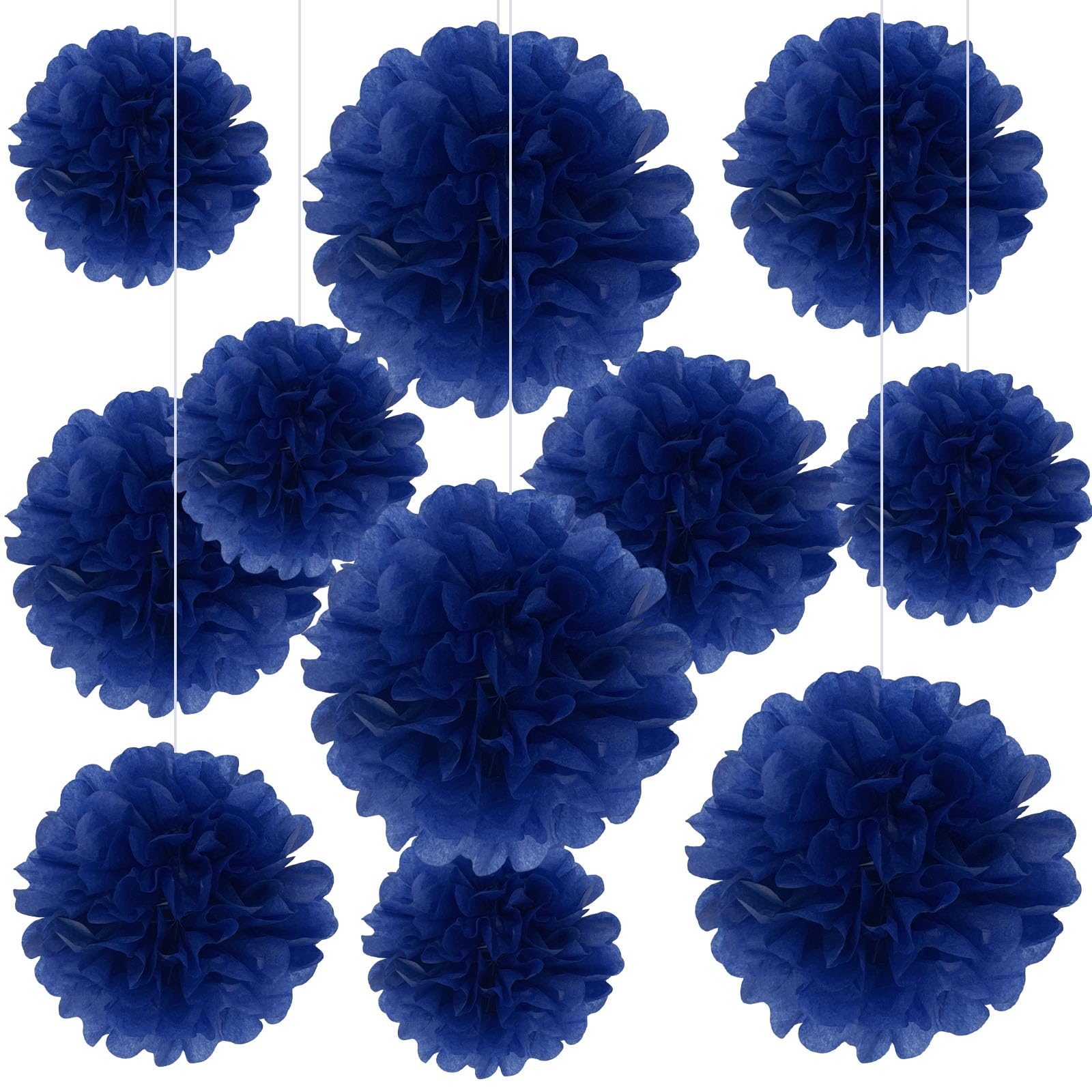 20 PCS Royal Blue Tissue Paper Pom Poms, Tissue Pom Poms Flowers, Sizes of 6", 10", 12", 14" Hanging Paper Flower Ball for Wedding, Birthday, Halloween, Christmas, Baby Shower Party Decor