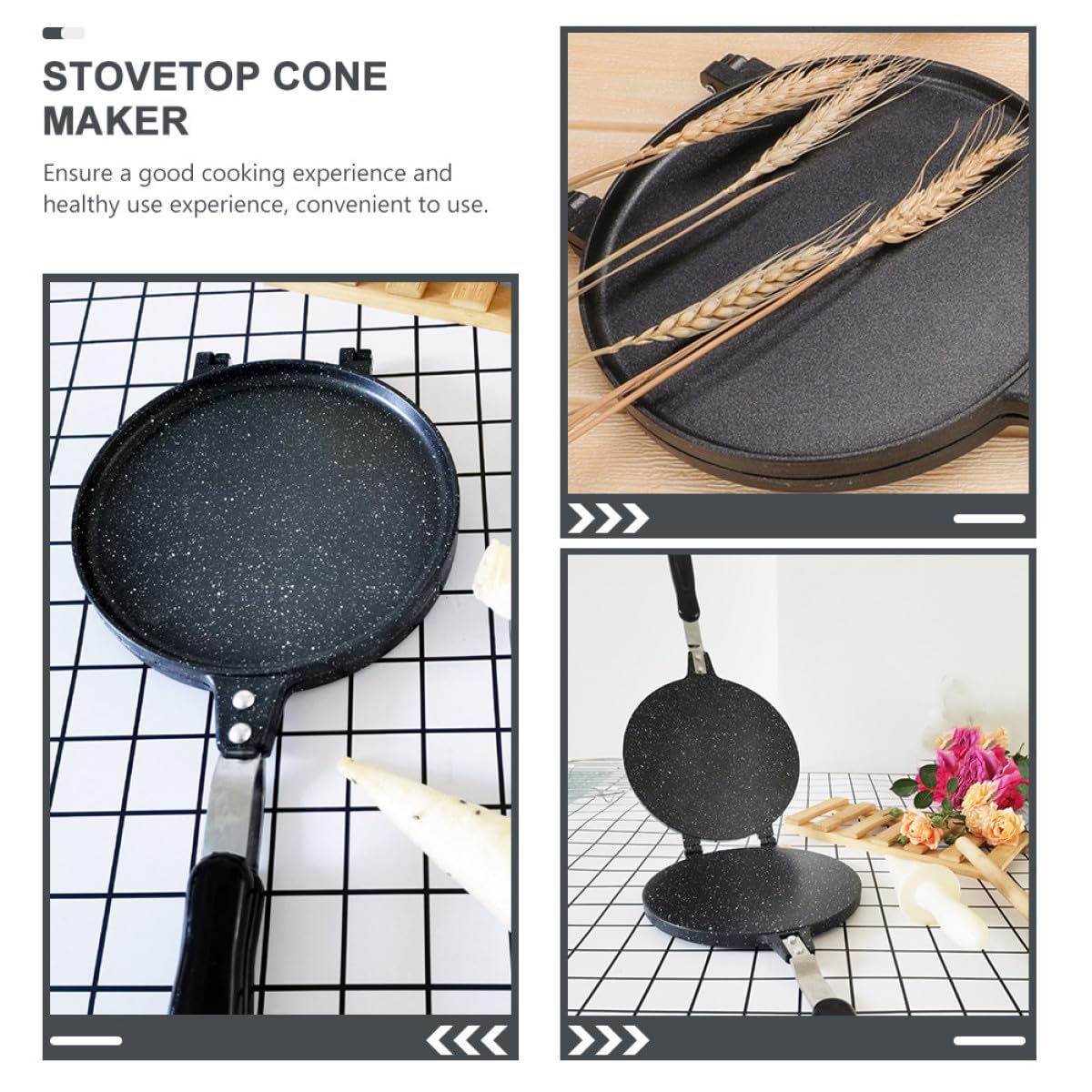 Toyvian Macchina per Pancake Cone in Lega di Alluminio Nera, Antiaderente | Uso Domestico e Negozio, Struttura Multifunzione, Formato Rotondo per Preparazioni da Forno