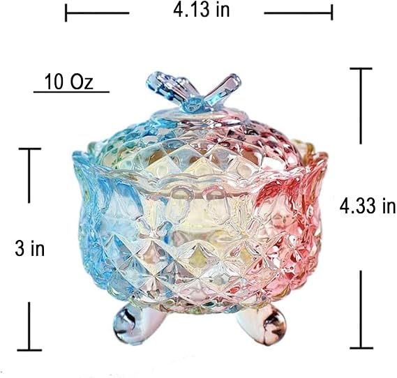 Royal Embossed Clear Glass Apothecary Jar with Lids,Candy Jar Containers Wedding Candy Buffet Jars,Crystal Jewelry Box Glass Biscuit Jar -10oz (Fly)