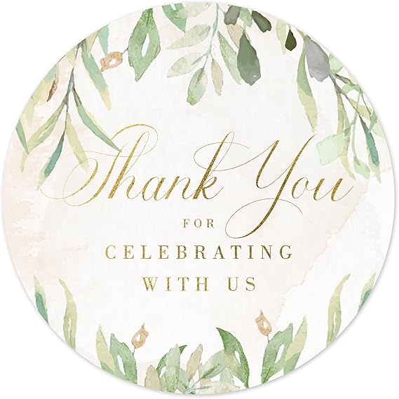 60pcs Pink Floral Thank You Stickers - 2" Gold Foil Wedding Labels | Waterproof Favor Tags For Parties
