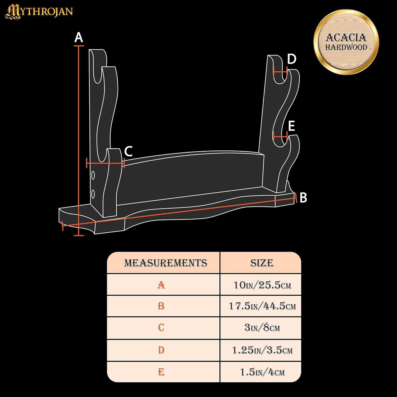 Solid Wood Sword Stand Wall Mount Display Rack for Medieval, Samurai, Katana & Knife Collections Durable, Stylish, Space-Saving Holder - Two Tier Stand