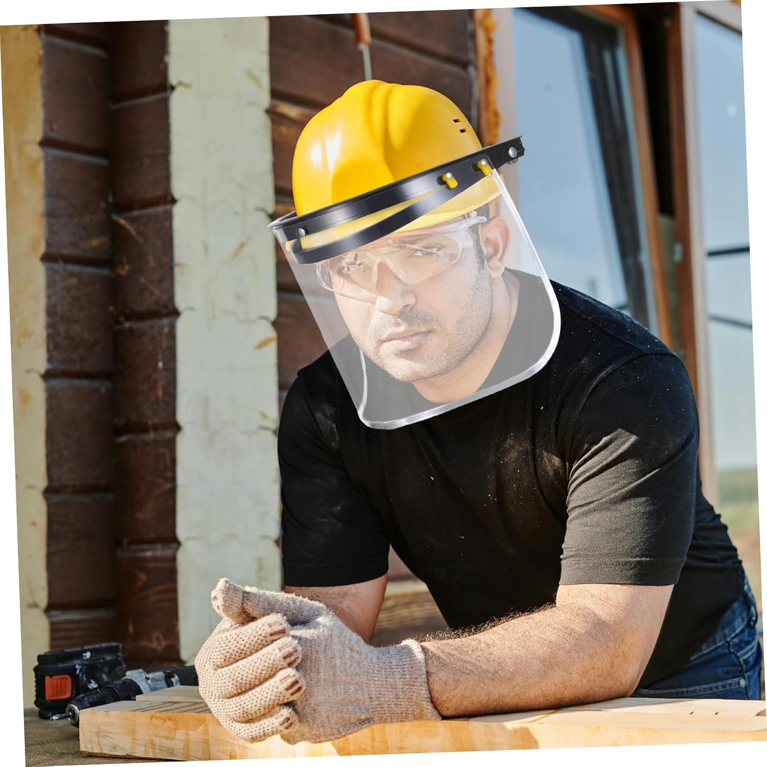 PRETYZOOM Impact-resistant Aluminium Welding Face Shield Hard Hat Attachment with Visor, Blocks Sparks, Dust, and Debris, for Welding and Polishing Safety