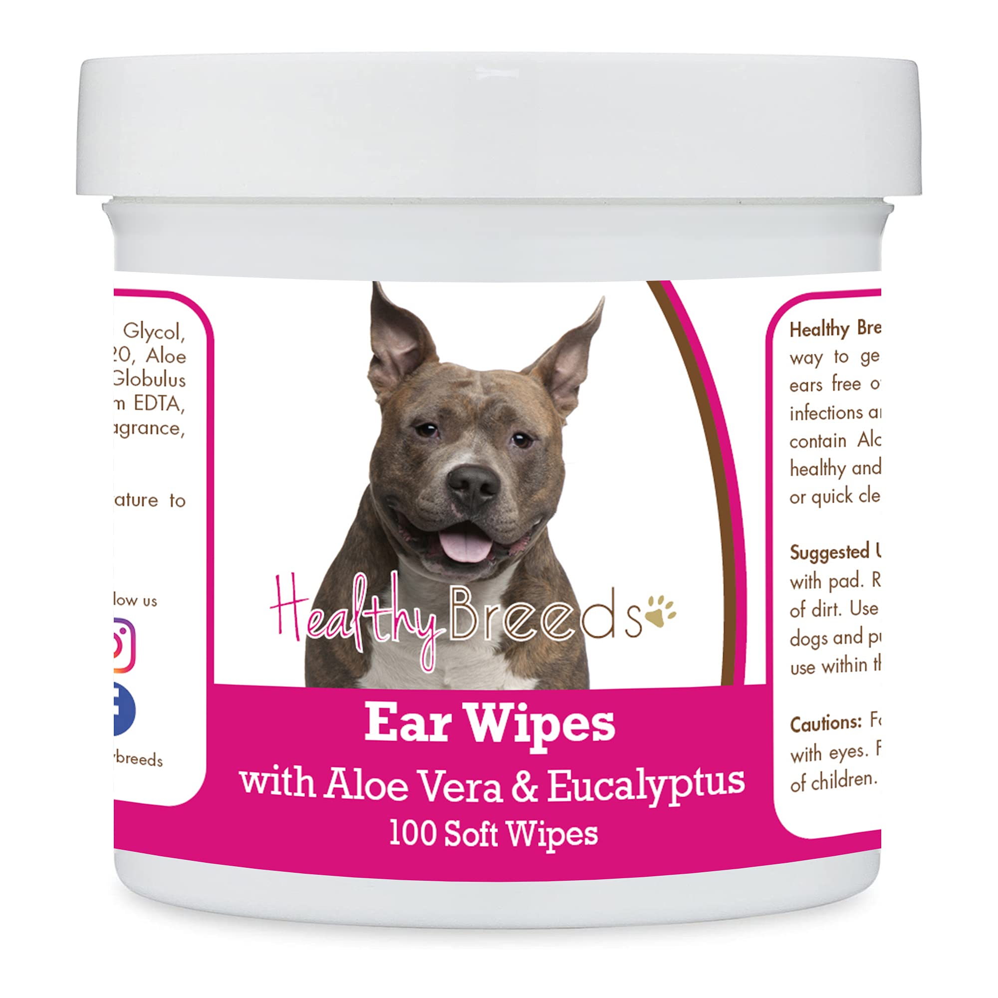 Healthy Breeds American Staffordshire Terrier Ear Cleaning Wipes with Aloe &amp; Eucalyptus for Dogs 100