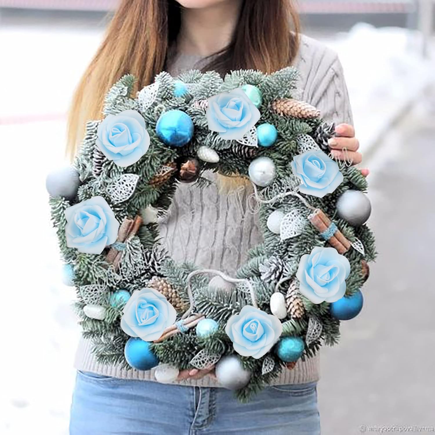 Rose Flower Heads,200Pcs Artificial Rose Flower Heads for Crafts 1.97in Light Blue Roses Artificial Flowers for DIY Wedding Centerpieces Arrangements Home Decorations(Light Blue) - Image 9