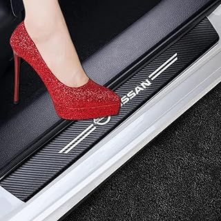 WoshocK 5PCS Car Door Sill Protector Scuff Plate Scratch Protector Carbon Fiber Vinyl Protective Self-Adhesive Car Door Sill Guard Decoration