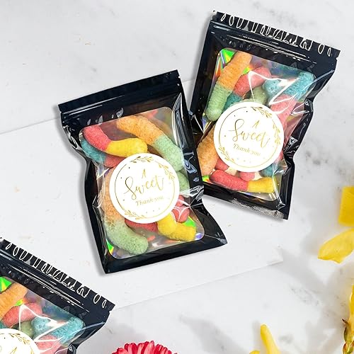 Miniatura 5 de joycraft 100 bolsas holográficas de tereftalato de polietileno, bolsas resellables a prueba de olores, bolsa para joyería, bolsa de papel de