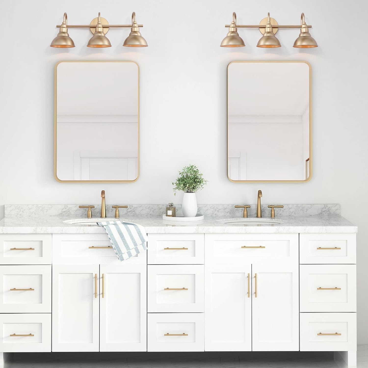 KSANA Bathroom Light Fixture, Gold Vanity Lights Over Mirror Modern Bathroom Light Metal Shades for Bathroom, Bedroom
