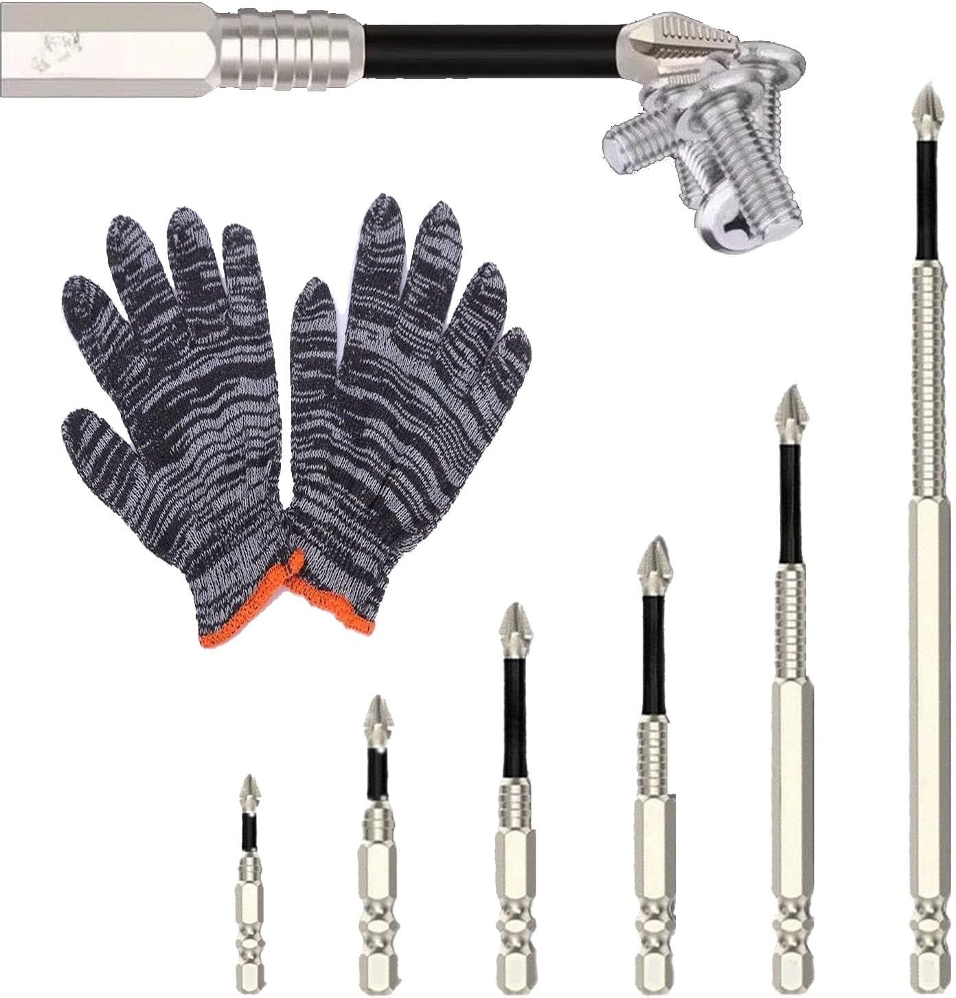 K5 Anti Slip Bit,k5 impact resistant non slip bit, High-Magnetic Screwdriver Drill Bit Set, Anti-Slip Magnetic Electric Screwdriver Set, 1.97, 2.56, 2.95, 3.94, 4.72, 5.91in (12)
