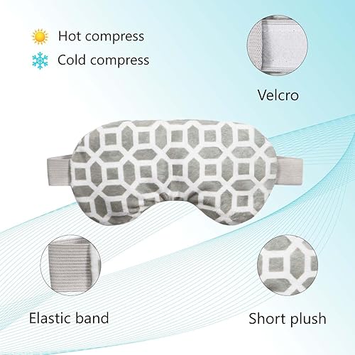 Miniatura 7 de Máscara de ojos 2 en 1 calentada/hielo Máscara de ojos con calor húmedo Lavanda y linaza Almohada sinusal apta para microondas para ojos secos,