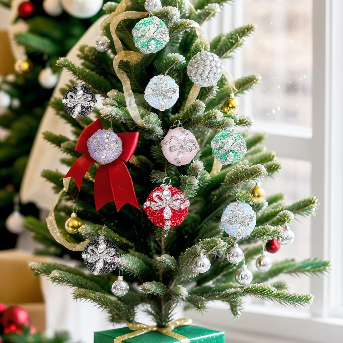 Decoendiy 16Pcs Rhinestone Focal Beads for Pens,Fancy Bling Glitter Sparkle Chunky Diamond Straight Hole Printed Star/Moon Acrylic Beads with Chain,for Jewelry Keychain DIY Making - Image 5