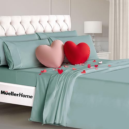 Miniatura 8 de Mueller Ultratemp - Juego de sábanas súper suaves de 1800 hilos egipcios, con bolsillo de 18-24 pulgadas de profundidad, control de temperatura, más