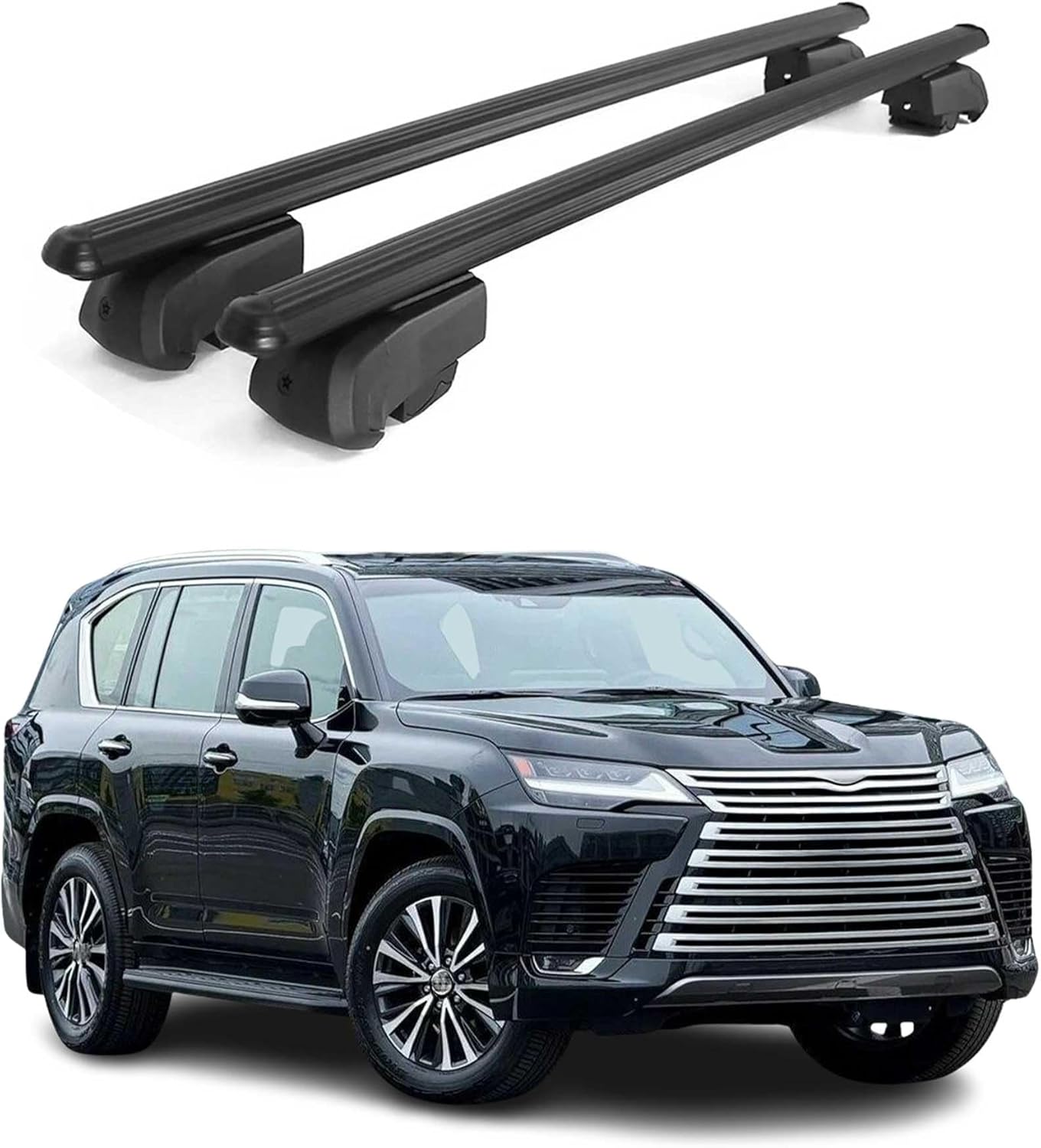 OMAC Roof Rack Cross Bars for Lexus LX 600 2022-2026 Lockable 165Lbs Aluminium Black 2Pcs fits Cargo Carriers Kayak Canoe Bike Snowboard