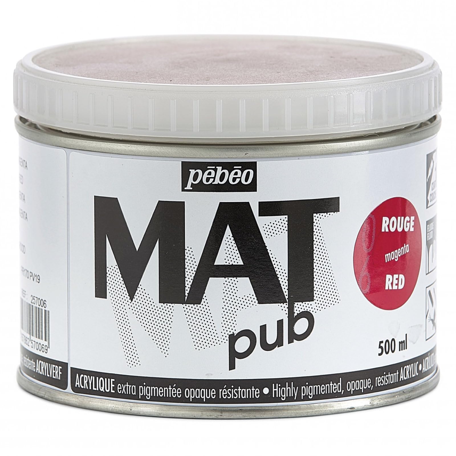 Mat Pub 500ml Red Magenta, Magenta Red, 500 ml (Pack of 1)