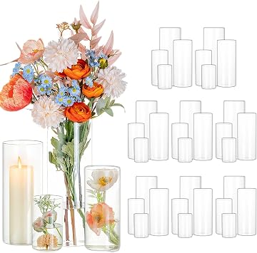 Glasseam Glass Vases Bulk, 30 Pcs Clear Cylinder Vases for Centerpieces