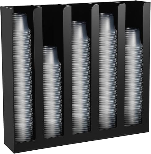 Uiifan Organizador de tapa de taza de salsa de porciones acrílicas, negro, 5 compartimentos, soporte de salsa de plástico, soporte de pared para