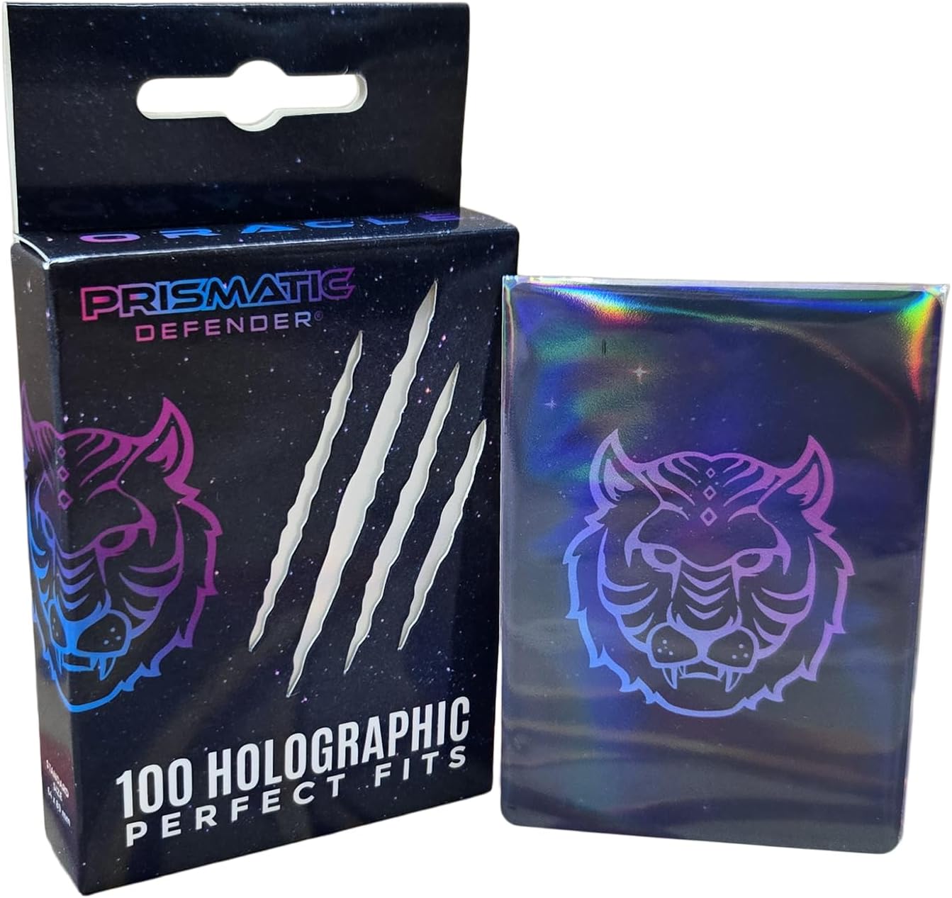 PRISMATIC DEFENDER® Oracle Holographic Perfect Fits – 100 Pack Standard Size Foil Inner Card Sleeves for TCG & Trading Cards – Compatible with Magic The Gathering (MTG), Lorcana, Digimon