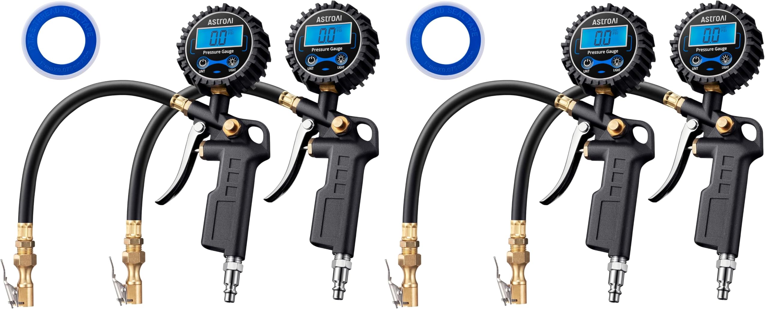 AstroAI Digital Tire Pressure Gauge with Inflator 3-250 PSI Fits 1/4" NPT (Pack of 2)