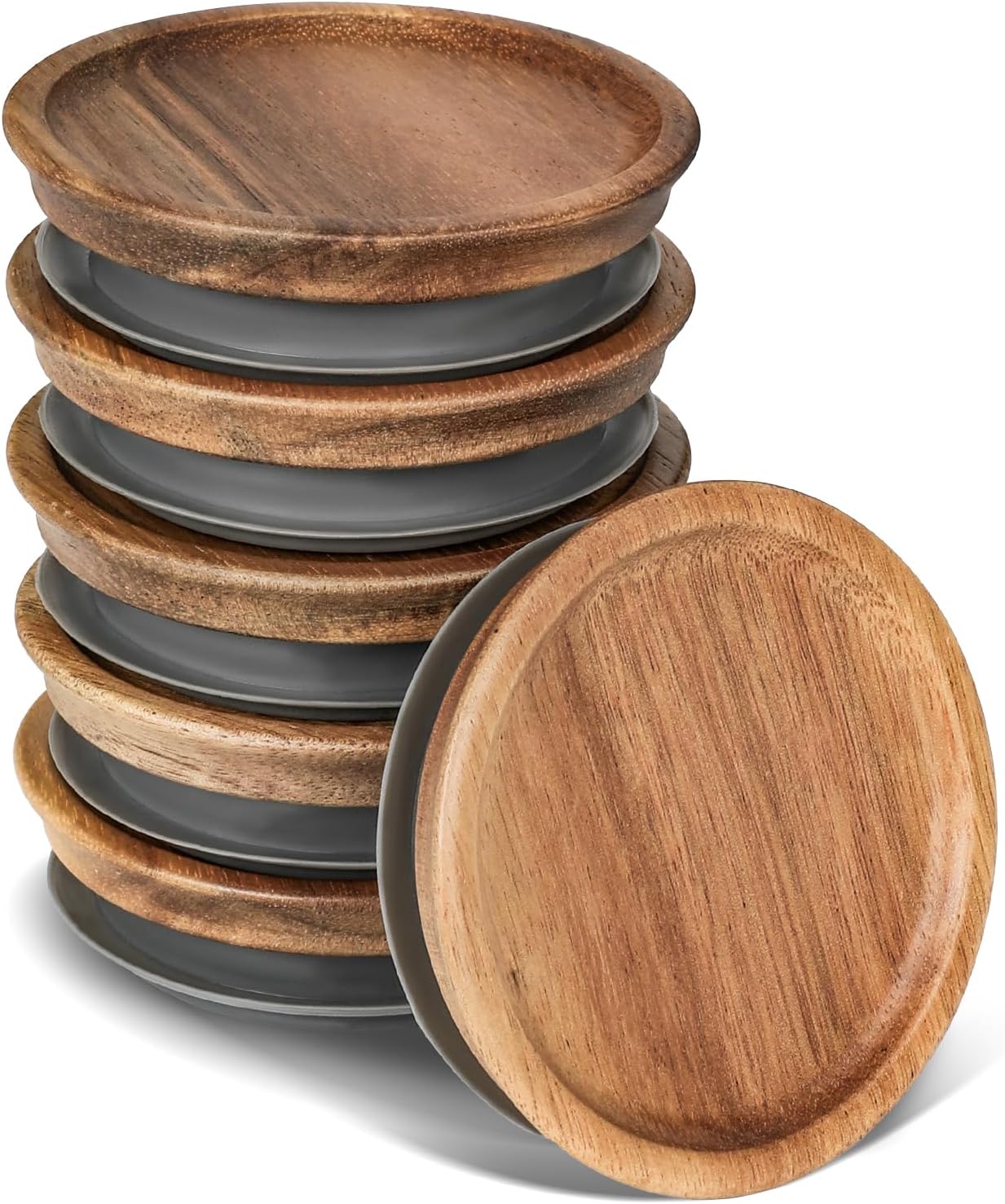 6 Pack Wooden Mason Jar Lids, Reusable Bamboo Mason Canning