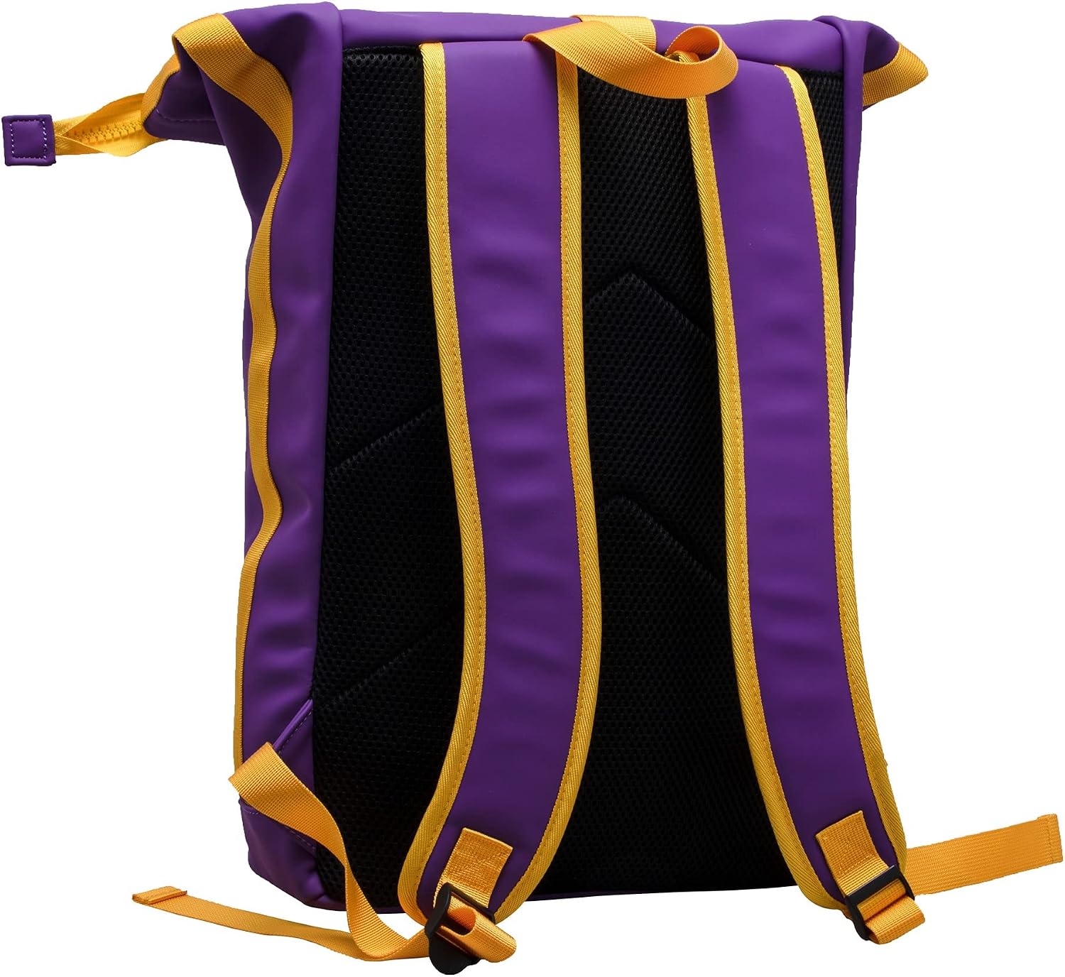 X RAY Roll Top Laptop Backpack for Men Women, PU Leather Expandable Roll Up Backpack Capacity Adjustable 22L & Fits 15.6" Laptop, Purple/Yellow image 3
