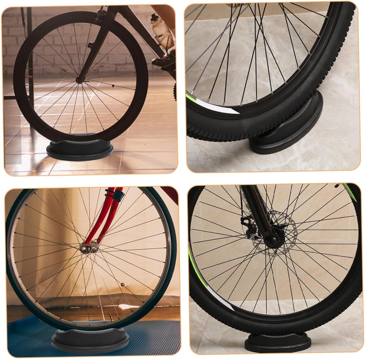 Toddmomy 4pcs Cycling Table Front Wheel Mat for Mountain Bike Stand Bike Trainer Stand Accessory Indoor Mat Pad for Exercise