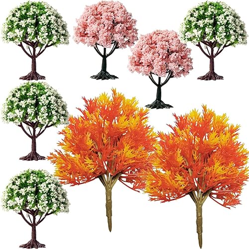 Rainforest Diorama modelo miniatura mezcla de plástico árboles de juguete Woodland casa de muñecas tren paisajes artes artificiales arce rojo