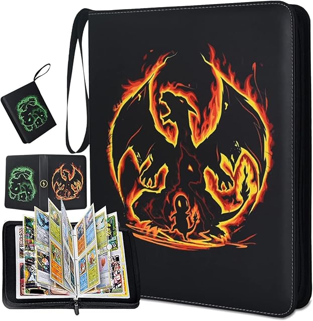 Trading Card Binder for Cards - Cards Holder Album Fits 400 Cards with 50 Removable Sheet Cards Holder Folder Binder Album for Boys Girls TCG Book Collection S
